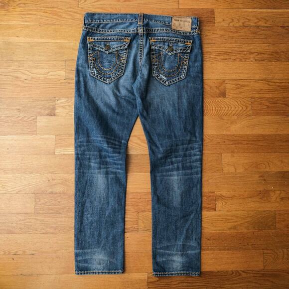 True Religion Men's Straight Jeans - Distressed Blue - Picture 8 of 10